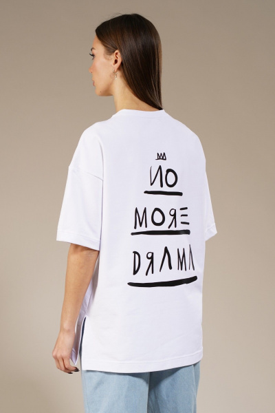 Белый удлиненный джемпер с боковыми разрезами, модный Kivviwear 4147.02 - фото 9