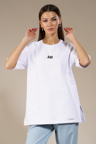 Белый удлиненный джемпер с боковыми разрезами, модный Kivviwear 4147.02 - фото 7