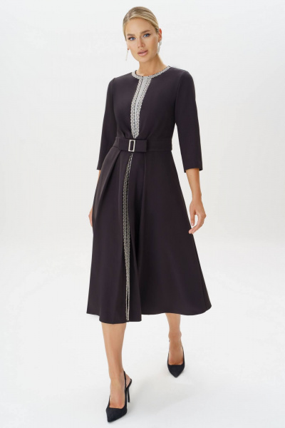 Платье с вышивкой и разрезом из текстиля для особых случаев Urs 22-722-3 - фото 1