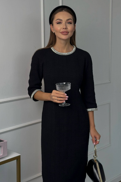 Платье из твид с сверкающим стеклярусом, праздничное Urs 24-312-1 - фото 5