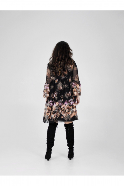 Нарядное черное платье из шифона с оборками Svetlana-Style 1922 - фото 2