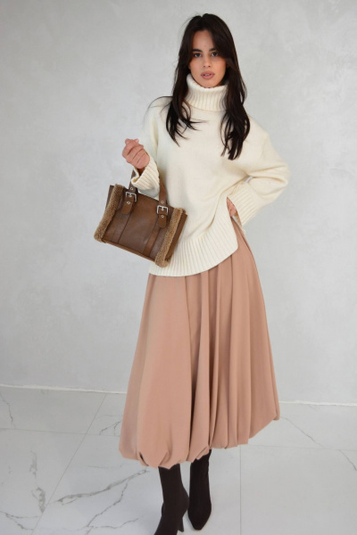 Юбка демисезонная на каждый день бежевый Patriciа 01-5633 бежевый - фото 1