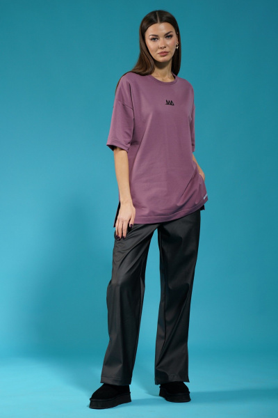 Розовый трикотажный джемпер с боковыми разрезами Kivviwear 4147.07 - фото 7