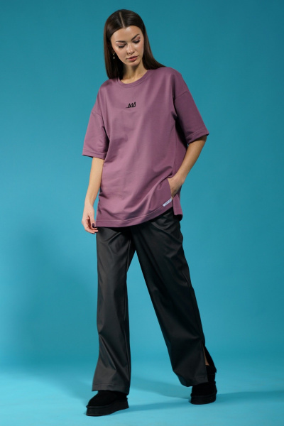 Розовый трикотажный джемпер с боковыми разрезами Kivviwear 4147.07 - фото 5