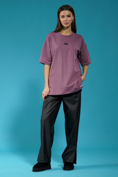 Розовый трикотажный джемпер с боковыми разрезами Kivviwear 4147.07 - фото 4