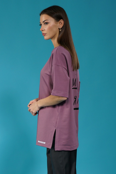 Розовый трикотажный джемпер с боковыми разрезами Kivviwear 4147.07 - фото 3