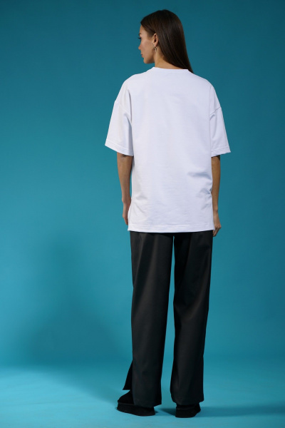 Белый трикотажный джемпер с разрезами на рукавах Kivviwear 4147.08 - фото 8