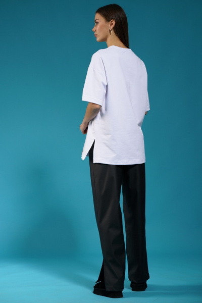 Белый трикотажный джемпер с разрезами на рукавах Kivviwear 4147.08 - фото 7