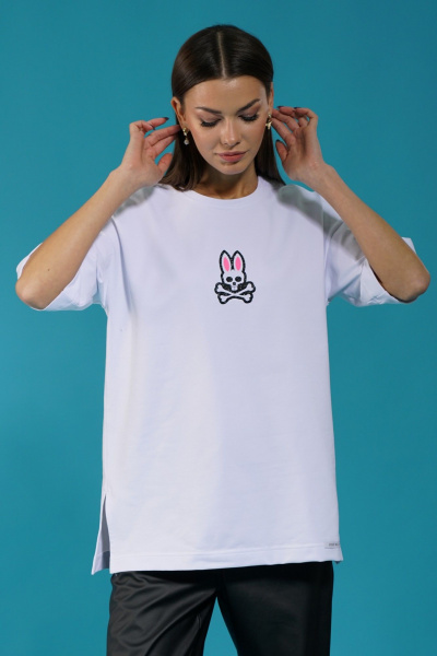 Белый трикотажный джемпер с разрезами на рукавах Kivviwear 4147.08 - фото 1