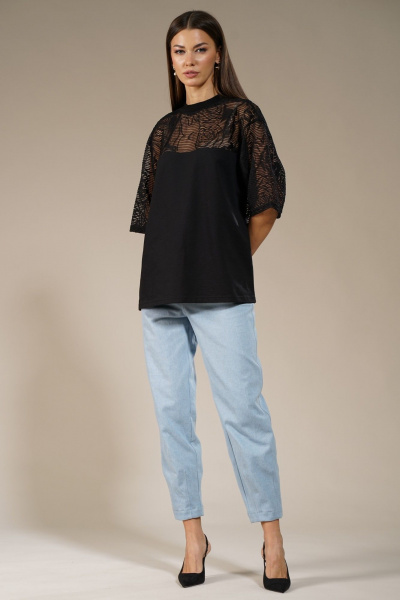 Гипюровый джемпер с прозрачными вставками Kivviwear 4148.01 - фото 5