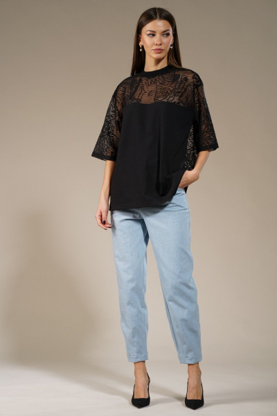 Гипюровый джемпер с прозрачными вставками Kivviwear 4148.01 - фото 3