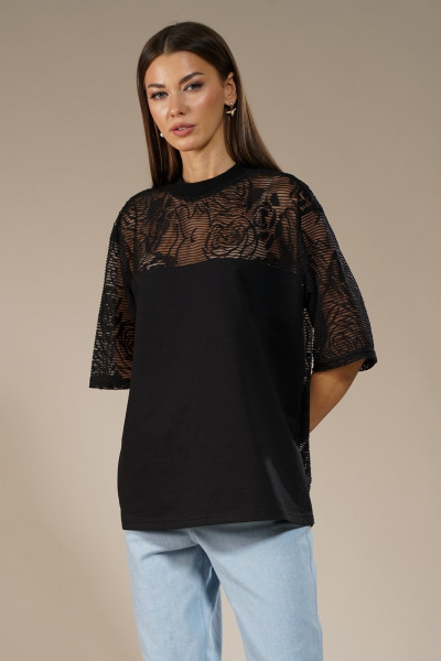 Гипюровый джемпер с прозрачными вставками Kivviwear 4148.01 - фото 1