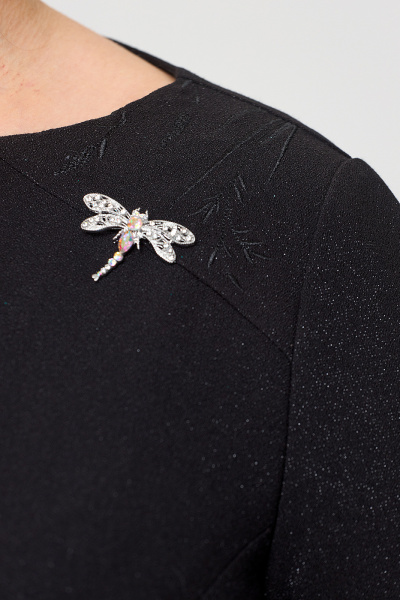 Элегантное черное платье с вышивкой и разрезом по полочке Algranda А3963 - фото 7