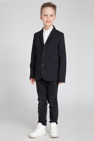Серый пиджак из трикотажа с накладными карманами Panda Kids 355530-140 Темно-серый - фото 2