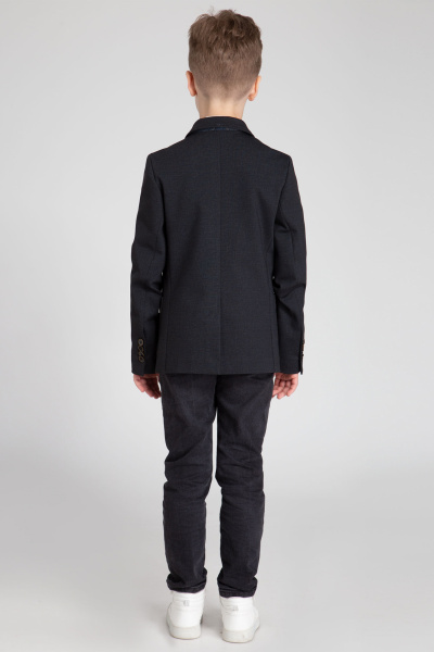 Серый пиджак из трикотажа с накладными карманами Panda Kids 355530-140 Темно-серый - фото 3