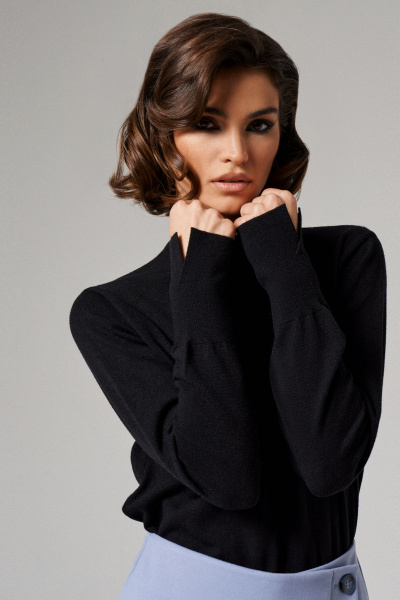 Черный трикотажный джемпер с вискозной пряжей Панда 164540w черный - фото 2