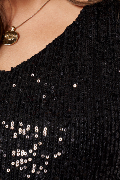 Нарядное платье из пайеток с объемными плечами Панда 173380w черный - фото 4