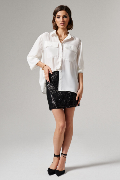 Мини-юбка с пайетками для нарядных образов Панда 178750w черный - фото 1