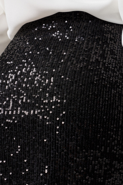 Мини-юбка с пайетками для нарядных образов Панда 178750w черный - фото 3