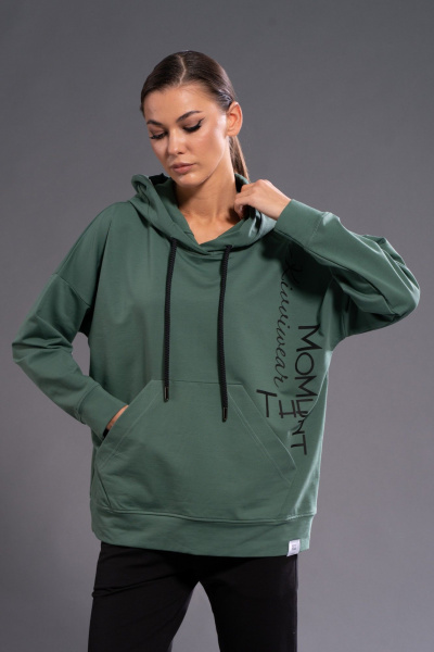 Худи оверсайз на кожане с капюшоном и карманом кенгуру Kivviwear 4015.27 - фото 8