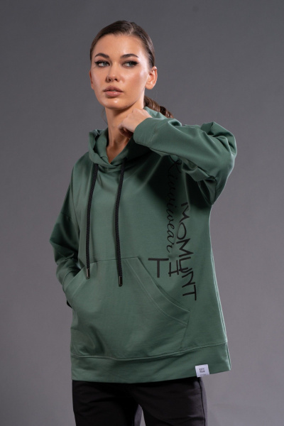 Худи оверсайз на кожане с капюшоном и карманом кенгуру Kivviwear 4015.27 - фото 7