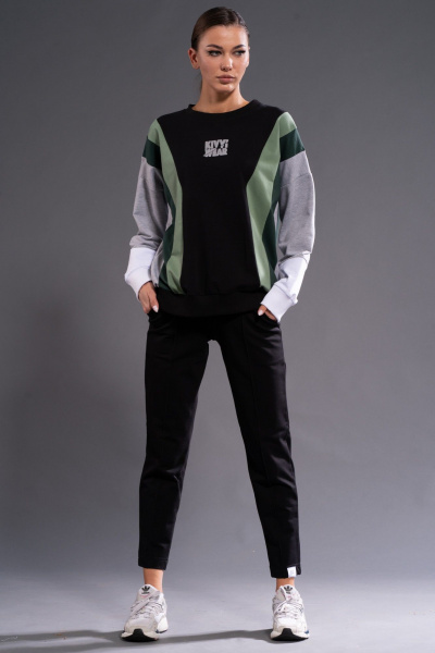 Мягкий хлопковый спортивный костюм с разными свитшотами Kivviwear 31063109.06 - фото 9