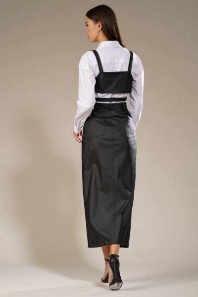 Черный искусственный кожаный топ на подкладке Kivviwear 4151.02 - фото 9