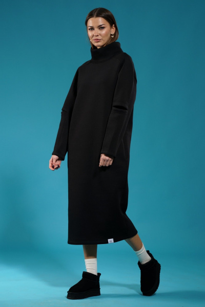 Платье с разрезами в рукавах, карманами и воротником-стойкой Kivviwear 4157.01 - фото 4