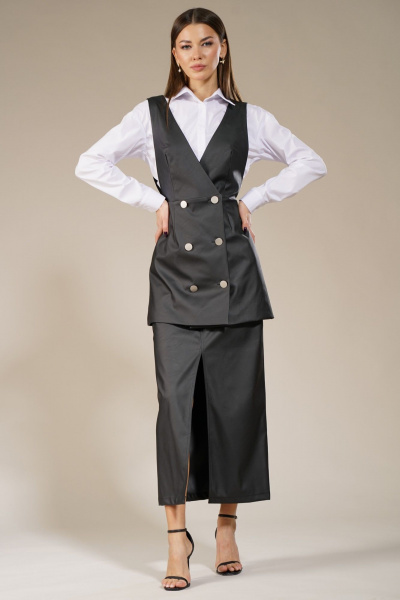 Кожаный костюм 2-ка: сарафан и юбка, эффектное и модное решение Kivviwear 41504152.02 - фото 5