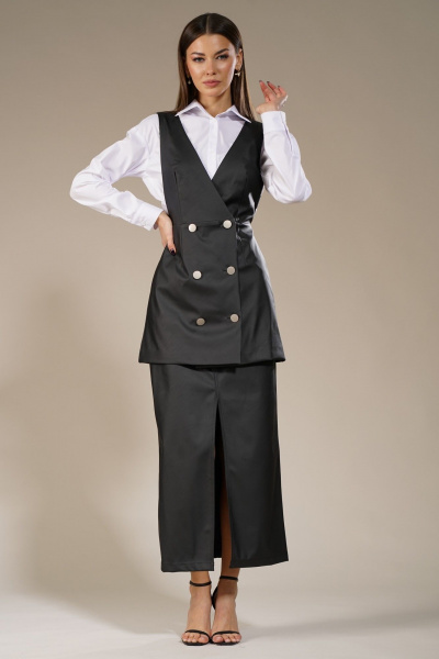 Кожаный костюм 2-ка: сарафан и юбка, эффектное и модное решение Kivviwear 41504152.02 - фото 4