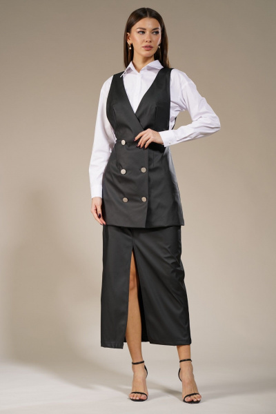 Кожаный костюм 2-ка: сарафан и юбка, эффектное и модное решение Kivviwear 41504152.02 - фото 3