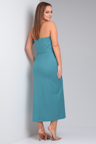 Бирюзовое корсетное платье с запахом и разрезом Your size 2213 - фото 3