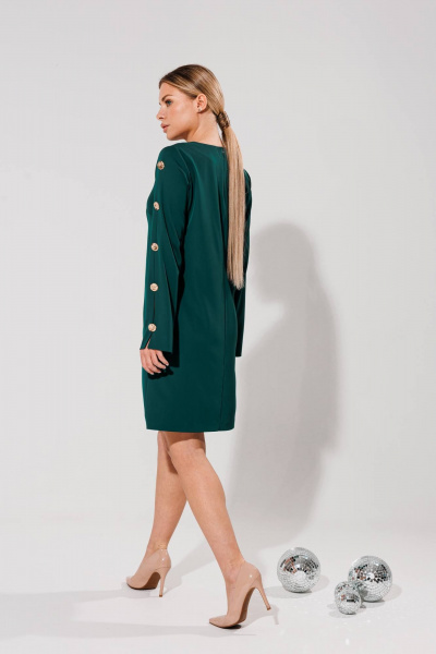 Платье А-силуэта с декоративными разрезами и молнией Verita 2269 зеленый - фото 6