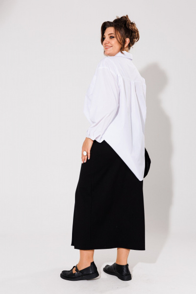 Юбка из вискозы и трикотажа с разрезом спереди Anelli 1420 черный - фото 4