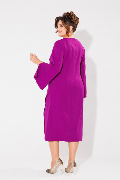 Платье нарядное синее с разрезами на рукавах Anelli 1431 виноград - фото 4