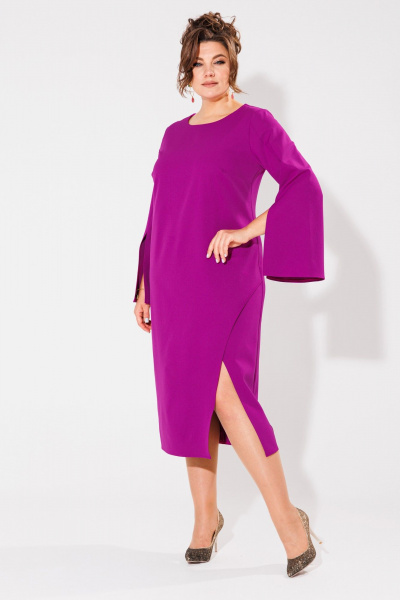 Платье нарядное синее с разрезами на рукавах Anelli 1431 виноград - фото 3