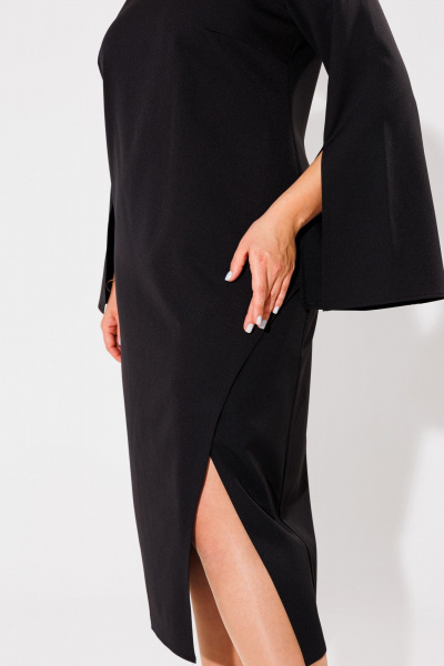Черное платье из текстиля с разрезами и молнией на спине Anelli 1431 черный - фото 2