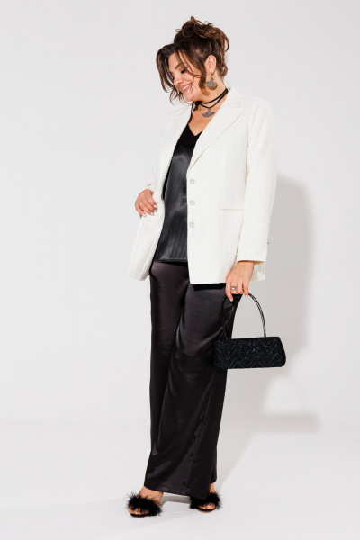 Шикарный белый жакет Стиль Шанель с пуговицами Anelli 1418 молочный - фото 7