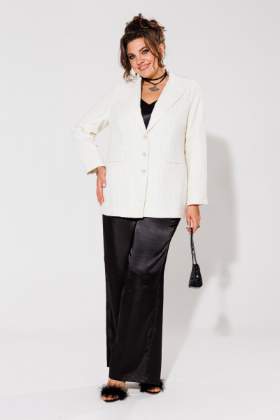 Шикарный белый жакет Стиль Шанель с пуговицами Anelli 1418 молочный - фото 3
