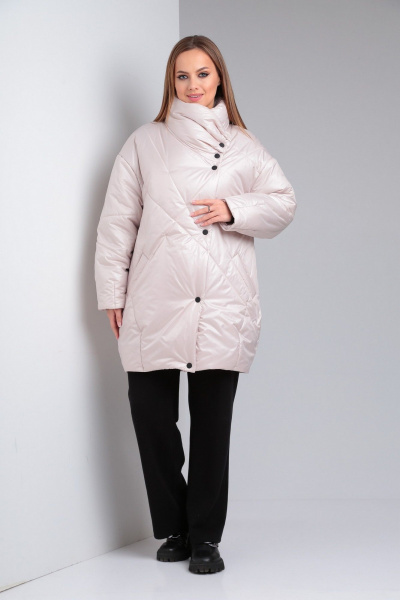 Куртка утепленная асимметричная на кнопках Диомант 1922 беж - фото 6