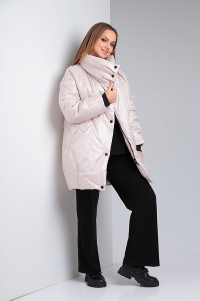 Куртка утепленная асимметричная на кнопках Диомант 1922 беж - фото 2