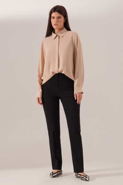 Черные брюки из смесовой ткани с классическим прямым кроем Панда 163660w черный - фото 1