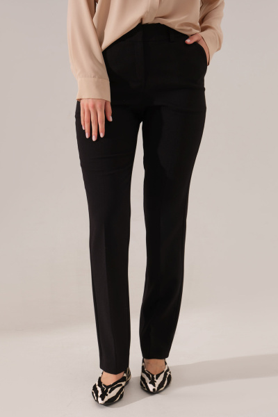 Черные брюки из смесовой ткани с классическим прямым кроем Панда 163660w черный - фото 3
