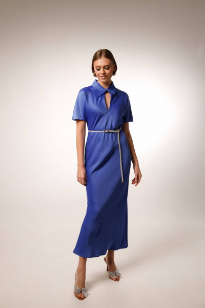 Миди платье из атласа с вырезом капелька и ремешком PUR PUR 11-195/2 - фото 2