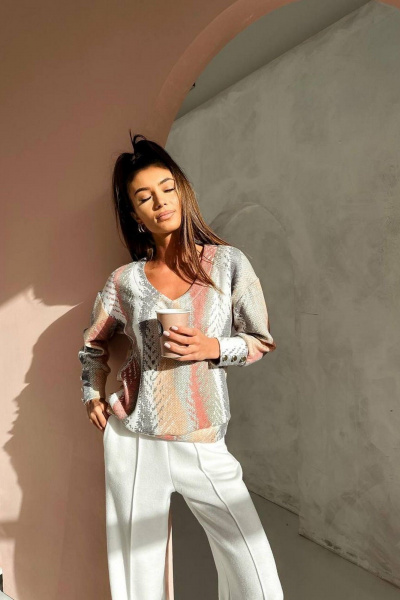 Джемпер трикотажный с рукавами и резинкой по низу Nika.PL 020160 коралл - фото 4