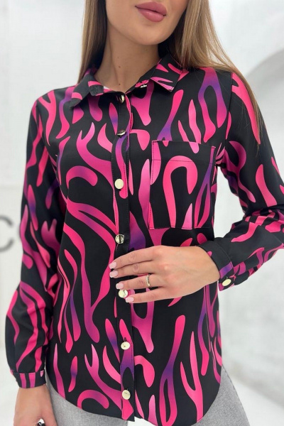 Блуза классическая из текстиля с рукавами и асимметричным низом Nika.PL 040152 неон - фото 2