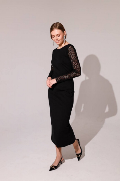 Кружевное длинное платье полуприлегающего силуэта PUR PUR 11-251 - фото 2