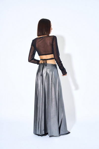 Блуза из сетки и хлопка полуприлегающий короткий стиль AG Green G484/3 - фото 4