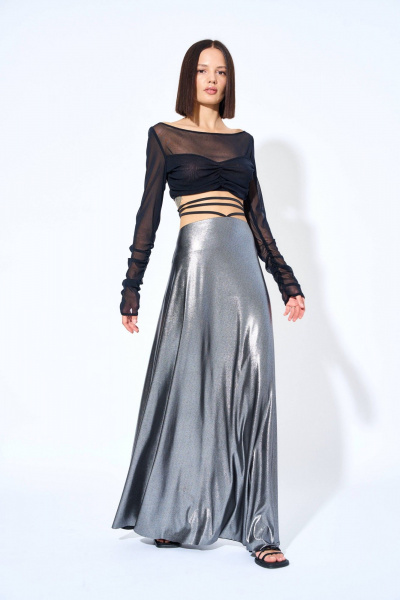 Блуза из сетки и хлопка полуприлегающий короткий стиль AG Green G484/3 - фото 3