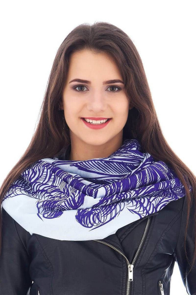 Шарф с цифровым принтом, бело-синий, 46х170 см TrendCorner 1-4-3-123 773 - фото 1